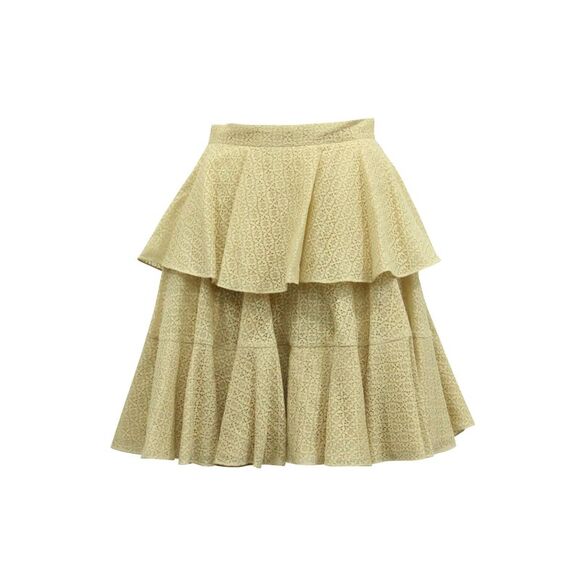 Alexander McQueen Dresses & Skirts - Alexander McQueen Ruffled Lace Tiered Skirt in Cream Cotton
